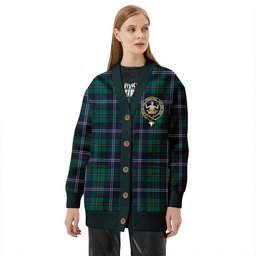 Scottish Urquhart Modern Clan Crest Tartan V neck Knitted Fleece Cardigans