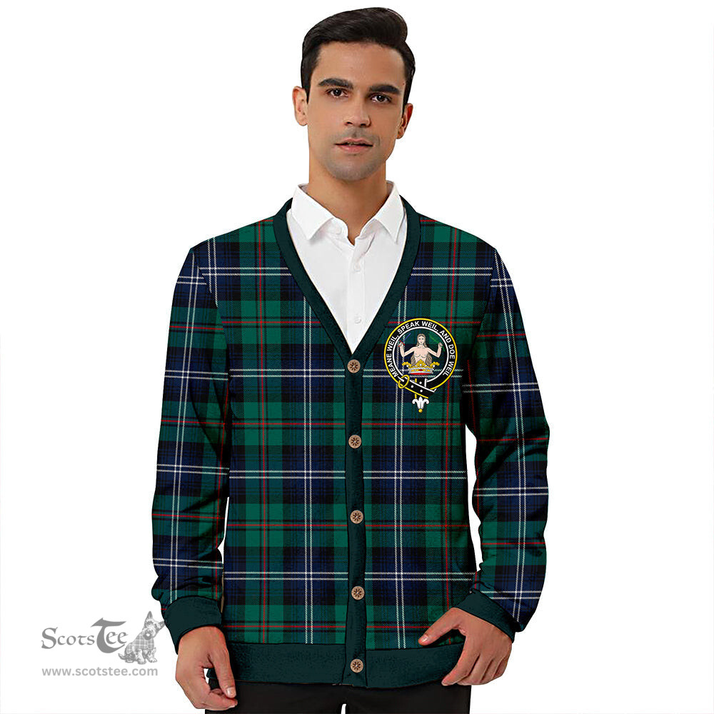 Scottish Urquhart Modern Clan Crest Tartan V neck Knitted Fleece Cardigans