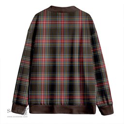 Scottish Stewart Black Weathered Clan Crest Tartan V neck Knitted Fleece Cardigans