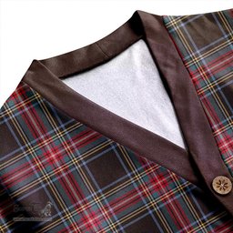 Scottish Stewart Black Weathered Clan Crest Tartan V neck Knitted Fleece Cardigans