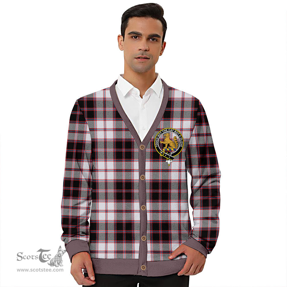 Scottish MacPherson of Pitmain Ancient Clan Crest Tartan V neck Knitted Fleece Cardigans