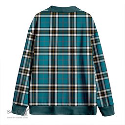 Scottish Thomson Blue (MacThomas Blue/Thompson Dress) Ancient Clan Crest Tartan V neck Knitted Fleece Cardigans