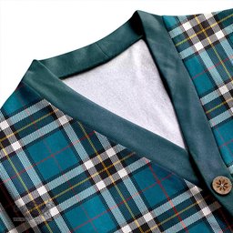 Scottish Thomson Blue (MacThomas Blue/Thompson Dress) Ancient Clan Crest Tartan V neck Knitted Fleece Cardigans