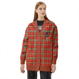 Scottish Ogilvie Ancient Clan Crest Tartan V neck Knitted Fleece Cardigans