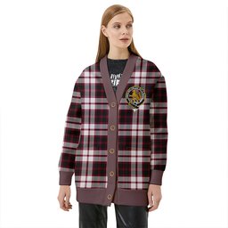 Scottish MacPherson of Pitmain Modern Clan Crest Tartan V neck Knitted Fleece Cardigans