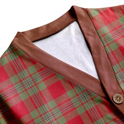 Scottish Strang Weathered Clan Crest Tartan V neck Knitted Fleece Cardigans