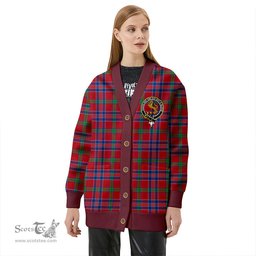 Scottish MacNiven Modern Clan Crest Tartan V neck Knitted Fleece Cardigans