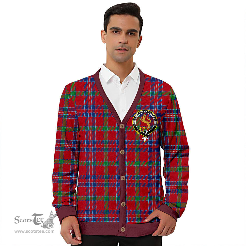 Scottish MacNiven Modern Clan Crest Tartan V neck Knitted Fleece Cardigans