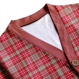 Scottish Ogilvie Weathered Clan Crest Tartan V neck Knitted Fleece Cardigans