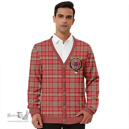 Scottish Ogilvie Weathered Clan Crest Tartan V neck Knitted Fleece Cardigans