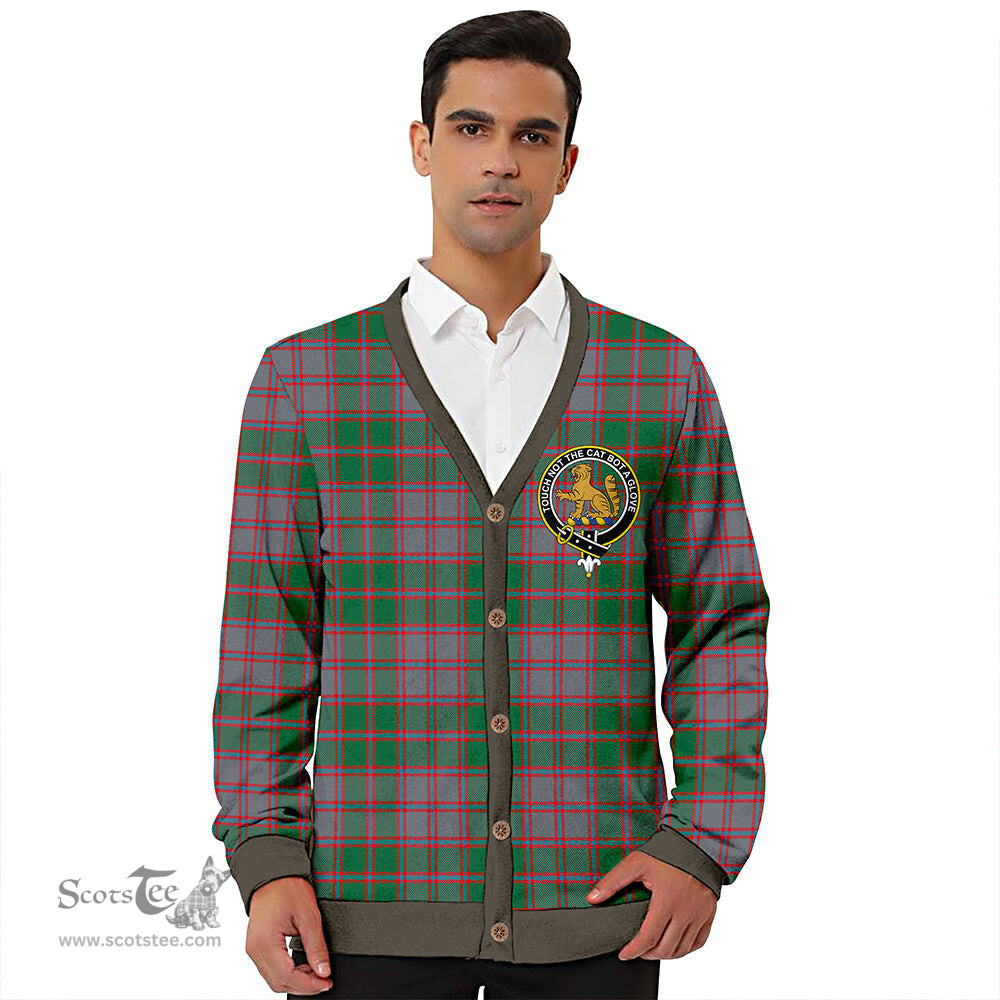 Scottish MacPherson of Glentruim Modern Clan Crest Tartan V neck Knitted Fleece Cardigans