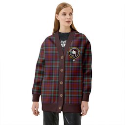 Scottish Tennant Weathered Clan Crest Tartan V neck Knitted Fleece Cardigans