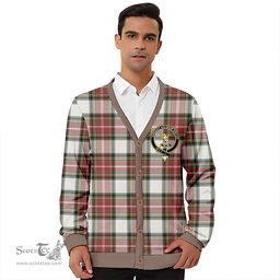 Scottish Stewart Dress Weathered Clan Crest Tartan V neck Knitted Fleece Cardigans