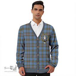 Scottish Miller Weathered Clan Crest Tartan V neck Knitted Fleece Cardigans