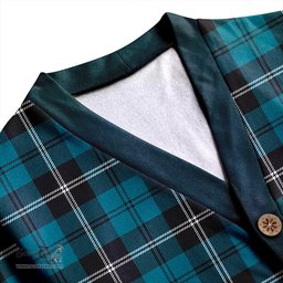 Scottish Swan Ancient Clan Crest Tartan V neck Knitted Fleece Cardigans