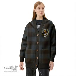 Scottish Robin Hood (MacGregor/Gregor Rob Roy Hunting) Weathered Clan Crest Tartan V neck Knitted Fleece Cardigans