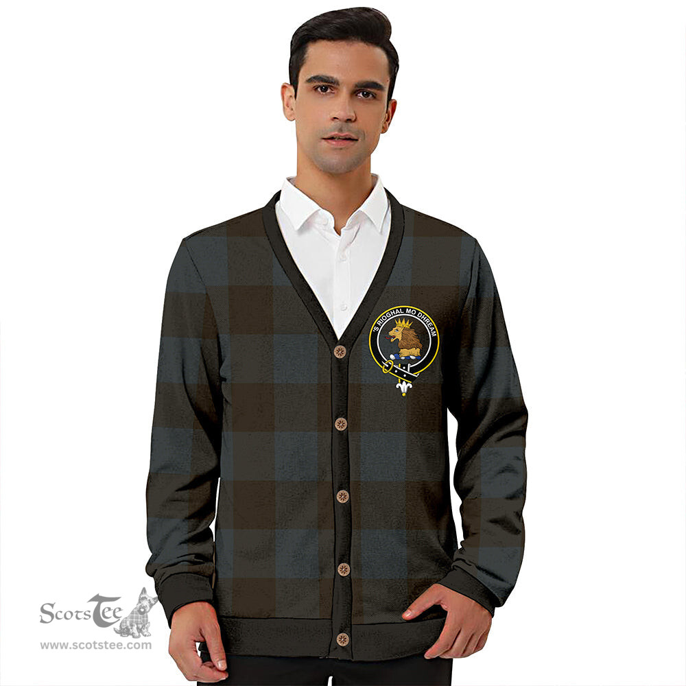 Scottish Robin Hood (MacGregor/Gregor Rob Roy Hunting) Weathered Clan Crest Tartan V neck Knitted Fleece Cardigans