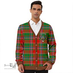 Scottish Somerville Ancient Clan Crest Tartan V neck Knitted Fleece Cardigans