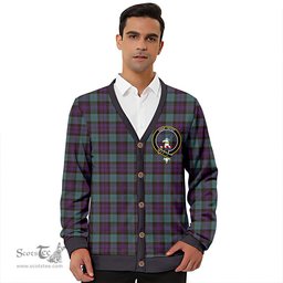 Scottish Sempill (Semple) Weathered Clan Crest Tartan V neck Knitted Fleece Cardigans
