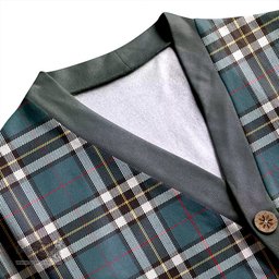 Scottish Thomson Blue (MacThomas Blue/Thompson Dress) Weathered Clan Crest Tartan V neck Knitted Fleece Cardigans