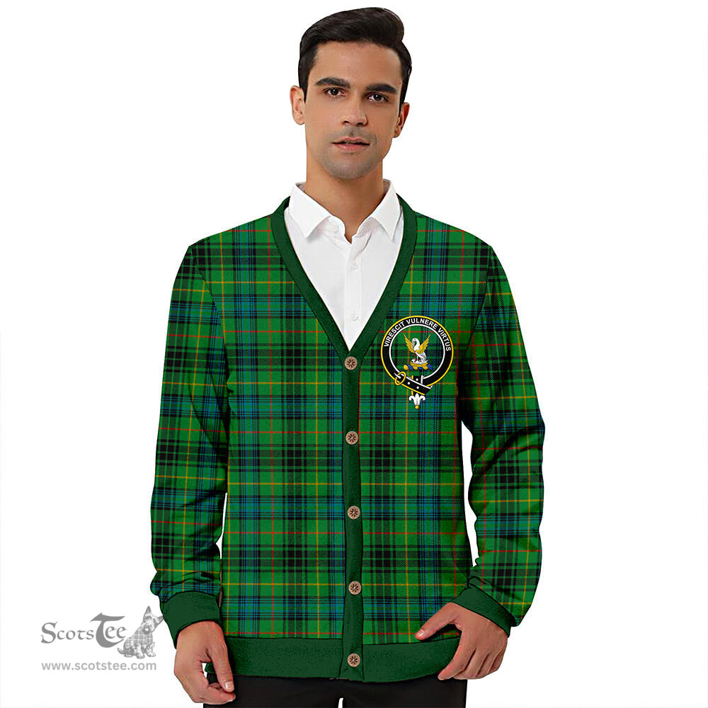 Scottish Stewart Hunting Ancient Clan Crest Tartan V neck Knitted Fleece Cardigans