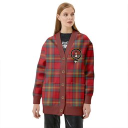 Scottish Oliver Weathered Clan Crest Tartan V neck Knitted Fleece Cardigans