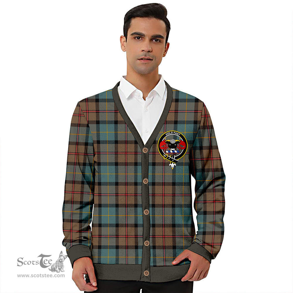 Scottish MacLeod of Assynt Weathered Clan Crest Tartan V neck Knitted Fleece Cardigans