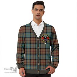 Scottish MacLeod of Assynt Weathered Clan Crest Tartan V neck Knitted Fleece Cardigans