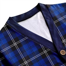 Scottish Swan Modern Clan Crest Tartan V neck Knitted Fleece Cardigans