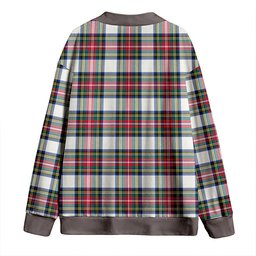 Scottish Stewart Dress Modern Clan Crest Tartan V neck Knitted Fleece Cardigans