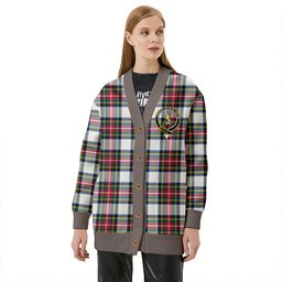 Scottish Stewart Dress Modern Clan Crest Tartan V neck Knitted Fleece Cardigans