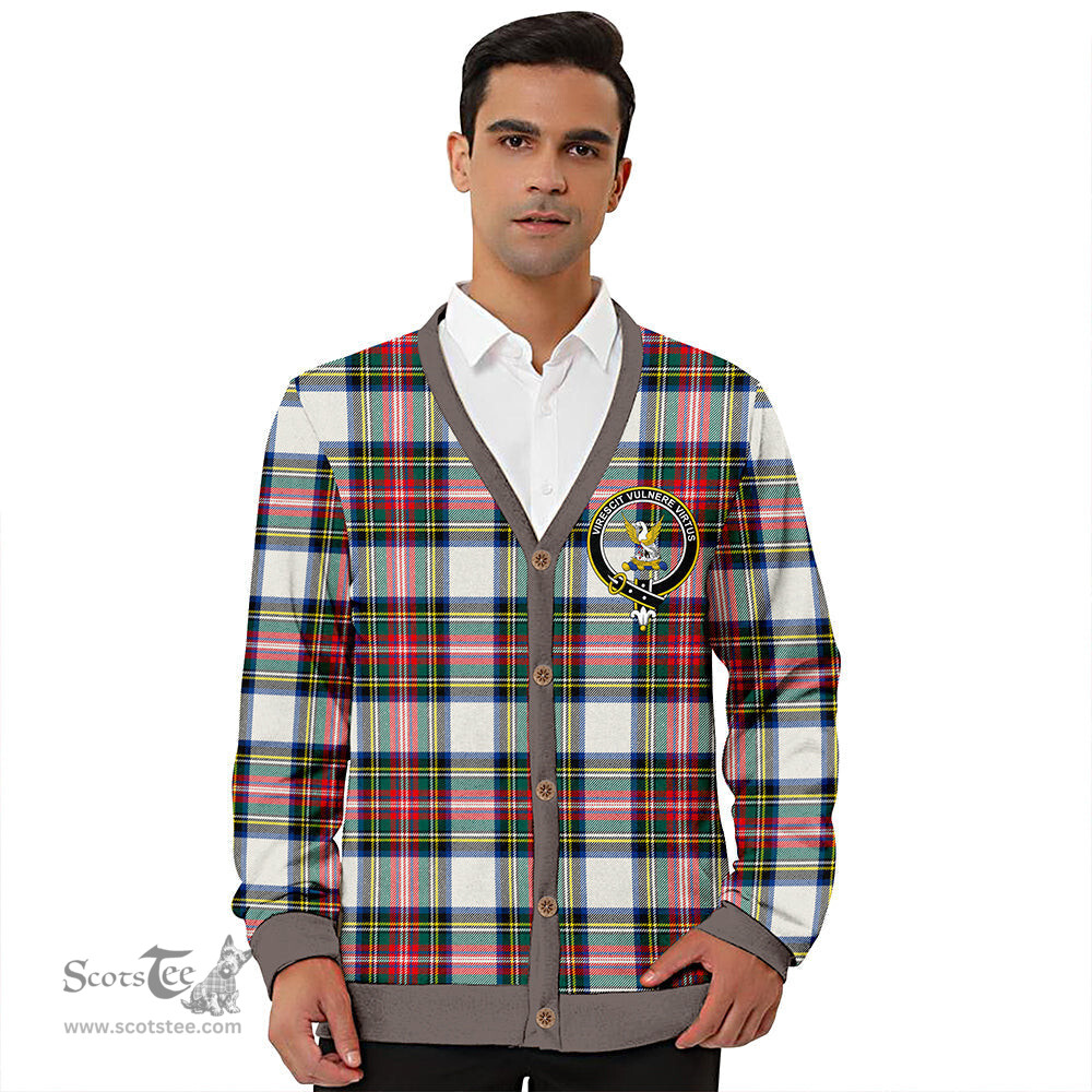 Scottish Stewart Dress Modern Clan Crest Tartan V neck Knitted Fleece Cardigans