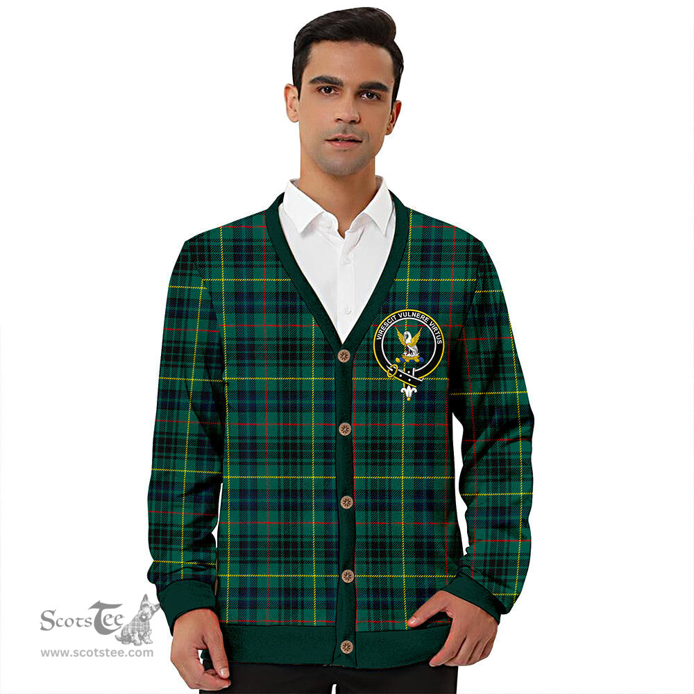 Scottish Stewart Hunting Modern Clan Crest Tartan V neck Knitted Fleece Cardigans