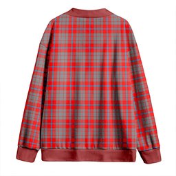 Scottish Moubray Clan Crest Tartan V neck Knitted Fleece Cardigans