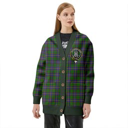 Scottish Strange of Balkaskie Clan Crest Tartan V neck Knitted Fleece Cardigans