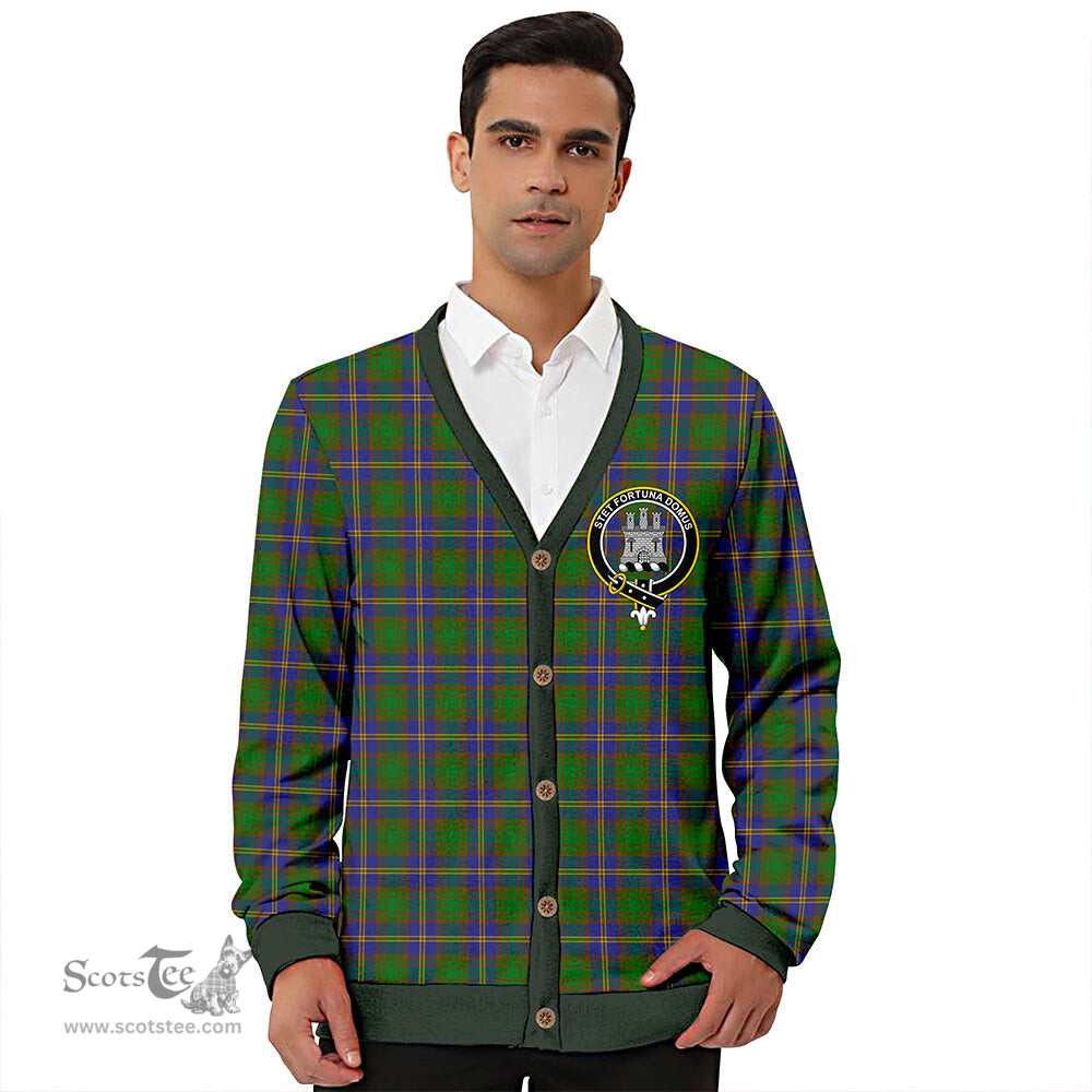 Scottish Strange of Balkaskie Clan Crest Tartan V neck Knitted Fleece Cardigans