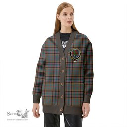 Scottish Stinson (Stephenson/Stevenson) Weathered Clan Crest Tartan V neck Knitted Fleece Cardigans
