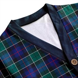 Scottish Syme Modern Clan Crest Tartan V neck Knitted Fleece Cardigans
