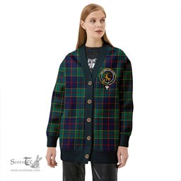 Scottish Strachan Modern Clan Crest Tartan V neck Knitted Fleece Cardigans