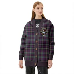 Scottish Murray Weathered Clan Crest Tartan V neck Knitted Fleece Cardigans