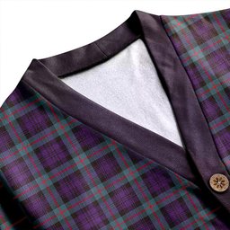 Scottish Murray Weathered Clan Crest Tartan V neck Knitted Fleece Cardigans