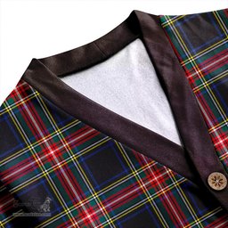 Scottish Stewart Black Modern Clan Crest Tartan V neck Knitted Fleece Cardigans