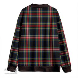 Scottish Stewart Black Modern Clan Crest Tartan V neck Knitted Fleece Cardigans