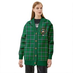 Scottish Toshach Modern Clan Crest Tartan V neck Knitted Fleece Cardigans