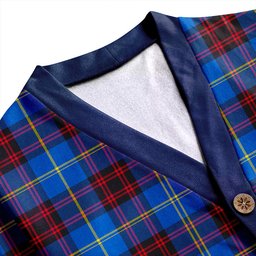 Scottish Rutherford Modern Clan Crest Tartan V neck Knitted Fleece Cardigans