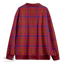 Scottish MacLeod Red Modern Clan Crest Tartan V neck Knitted Fleece Cardigans