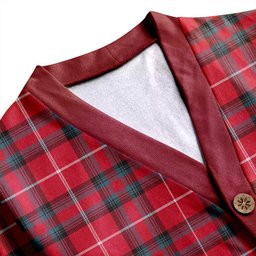 Scottish Stuart of Bute Weathered Clan Crest Tartan V neck Knitted Fleece Cardigans