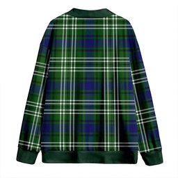 Scottish Spottiswood Clan Crest Tartan V neck Knitted Fleece Cardigans