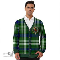 Scottish Spottiswood Clan Crest Tartan V neck Knitted Fleece Cardigans