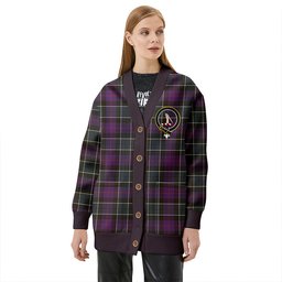 Scottish Syme Weathered Clan Crest Tartan V neck Knitted Fleece Cardigans